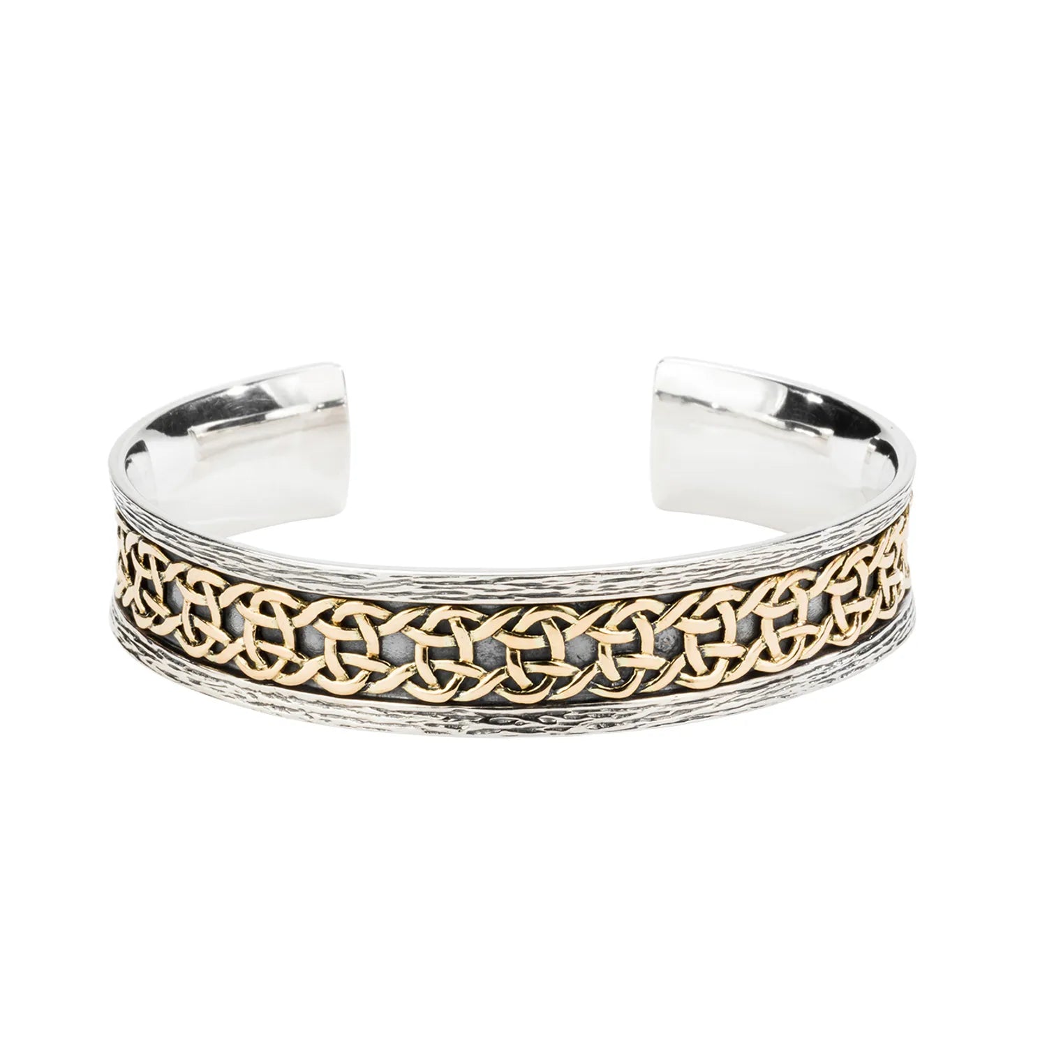 Keith Jack Sterling Silver  + 10k Yellow Celtic Oxidized Barked  "Scavaig" Bangle