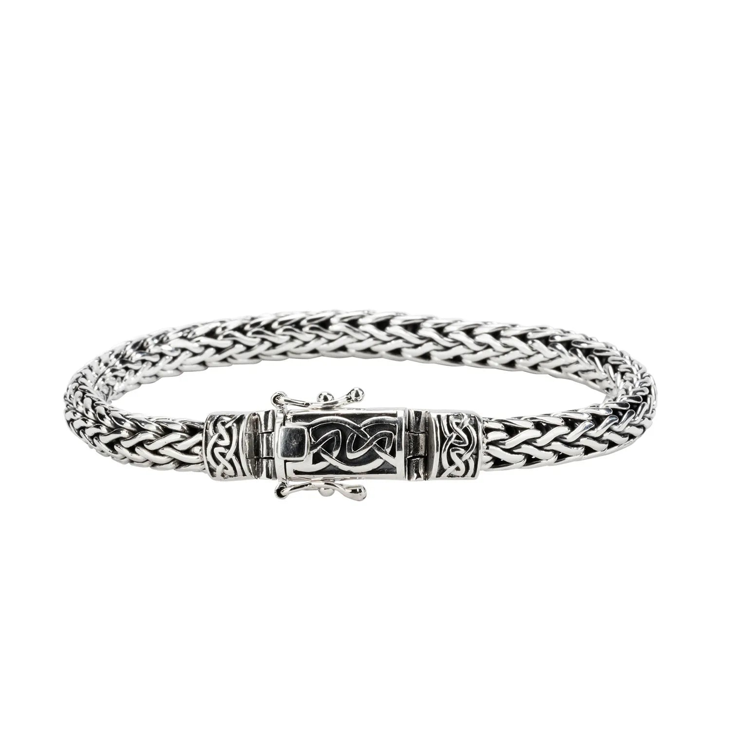 Keith Jack Sterling Silver Dragon Weave Eternity clasp Bracelet