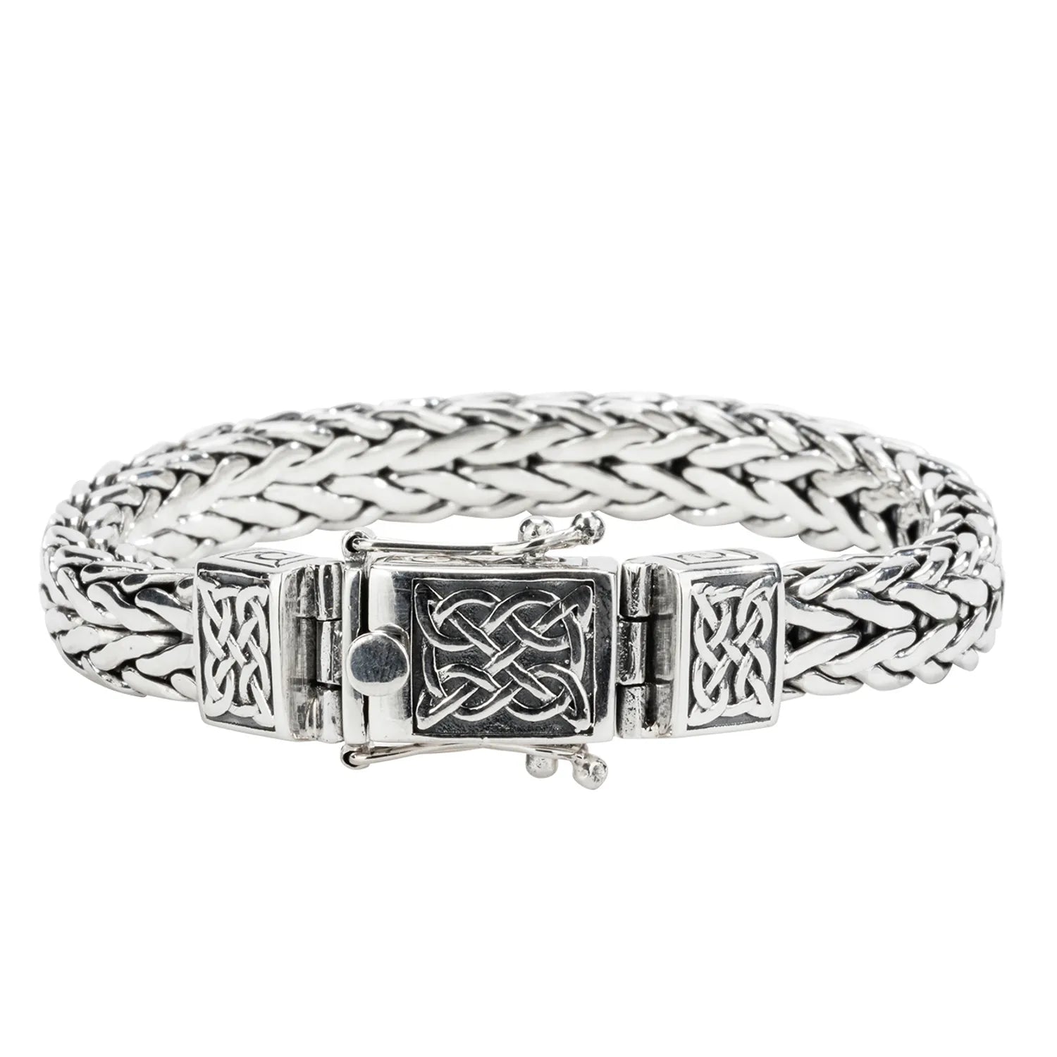 Keith Jack Sterling Silver Heavy Celtic Square Dragon Weave Bracelet