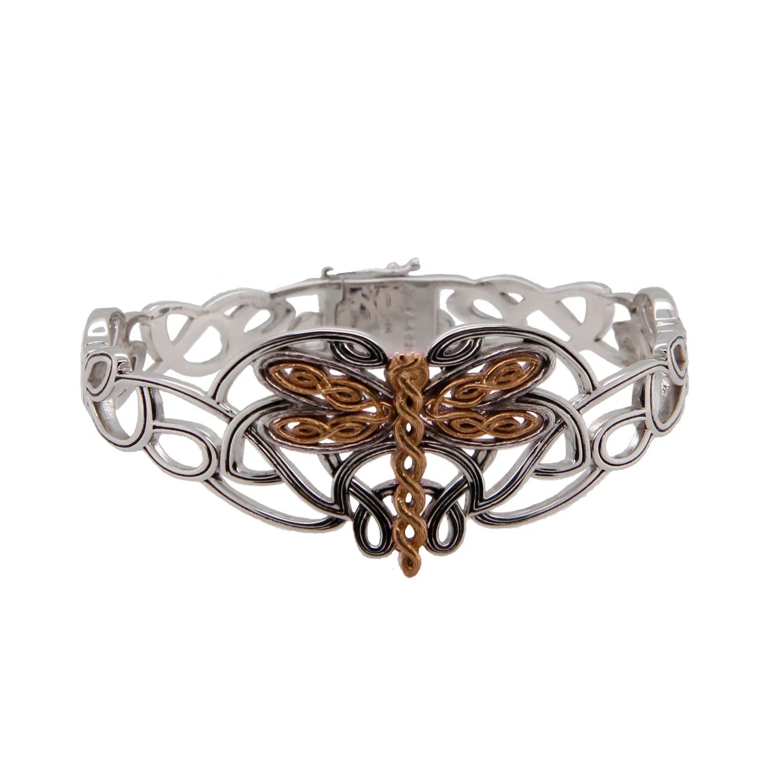 Keith Jack Sterling Silver Oxidized + 10k Rose Dragonfly Bangle