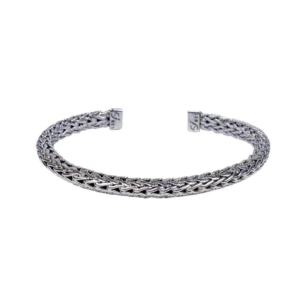 Keith Jack Sterling Silver Oxidized Dragon Weave Bangle