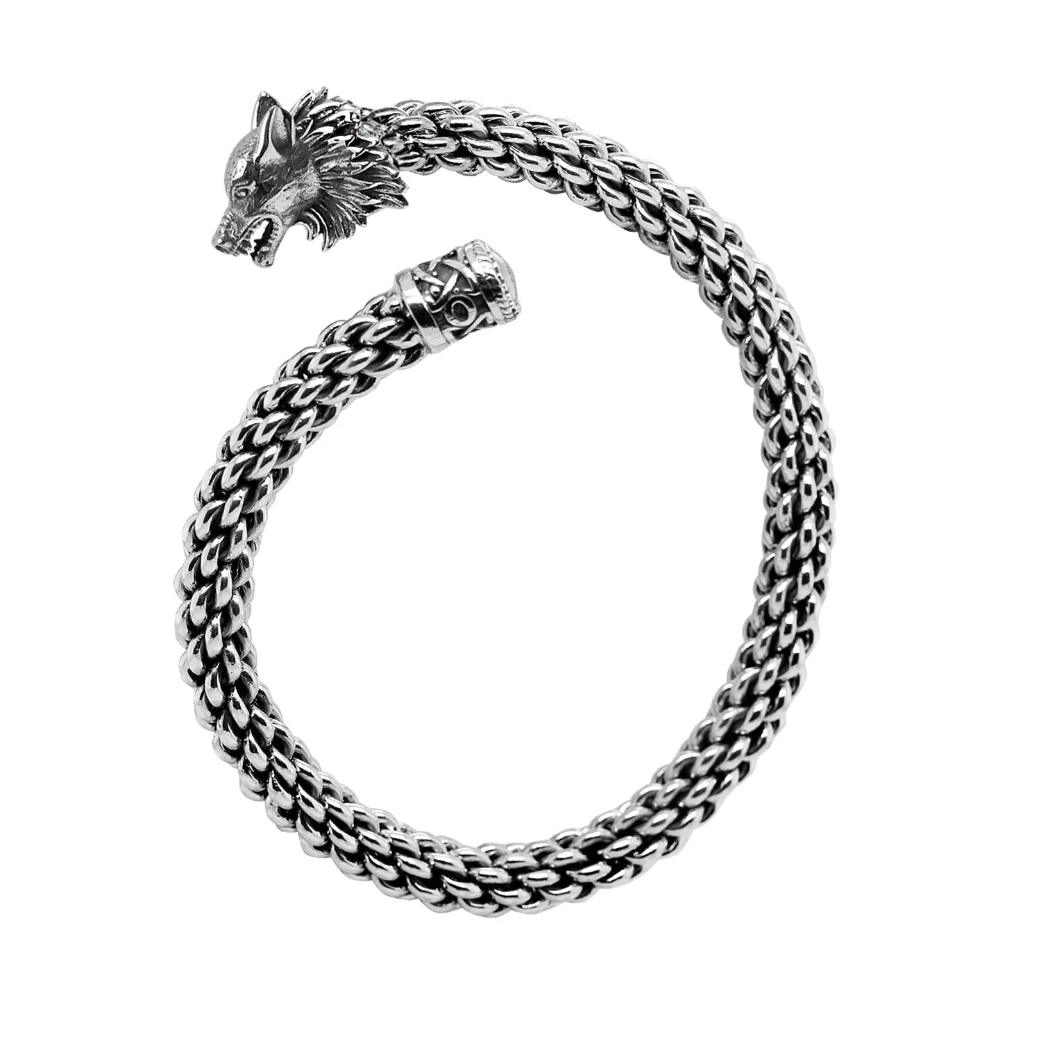 Keith Jack Sterling Silver Oxidized Flexible Wolf Head Cuff