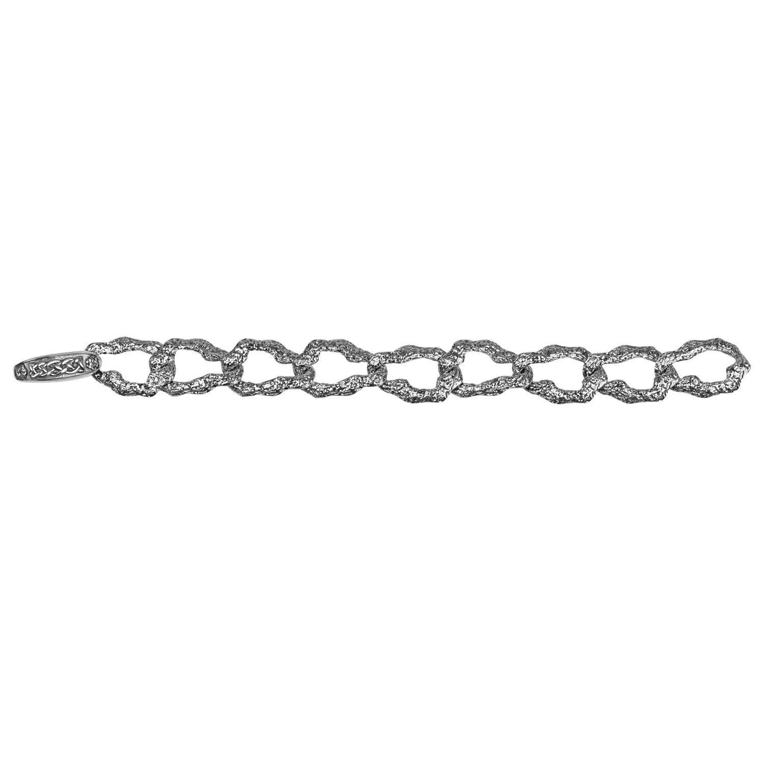 Keith Jack Sterling Silver Oxidized Organic Link Bracelet with Push Clasp