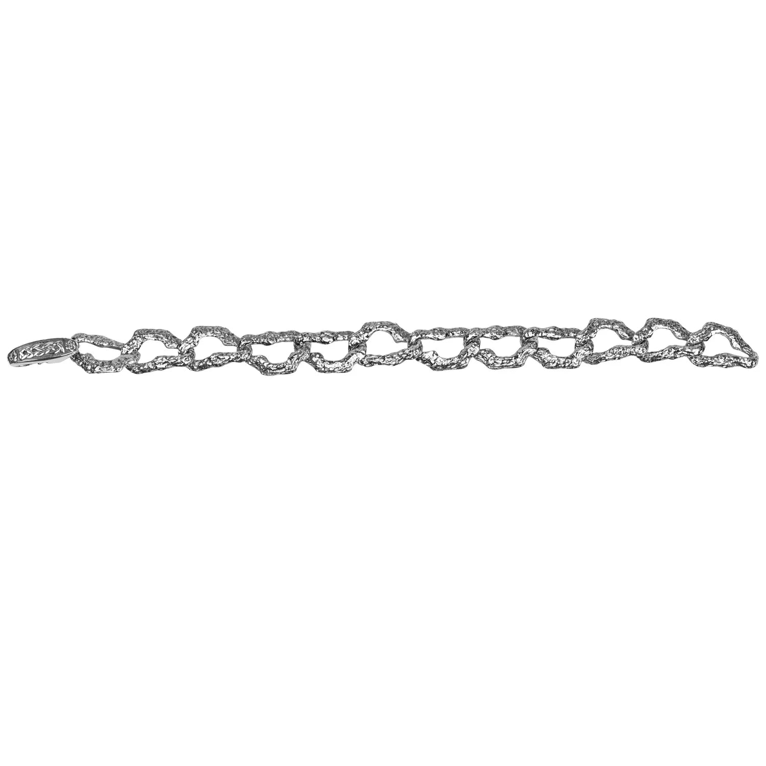 Keith Jack Sterling Silver Oxidized Organic Small Link Bracelet with Push Clasp