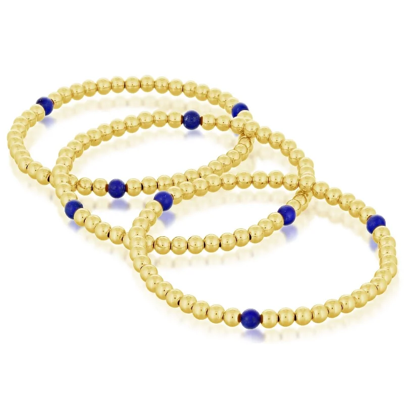 Lapis & Gold Bead Bracelet Stack