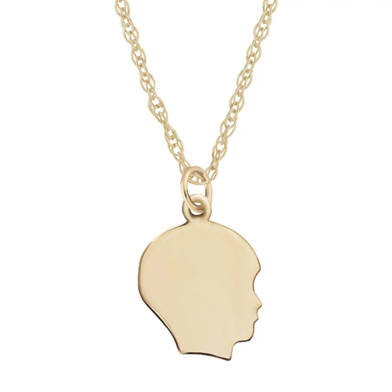 14K Yellow Gold 18" Boy Head Pendant Necklace