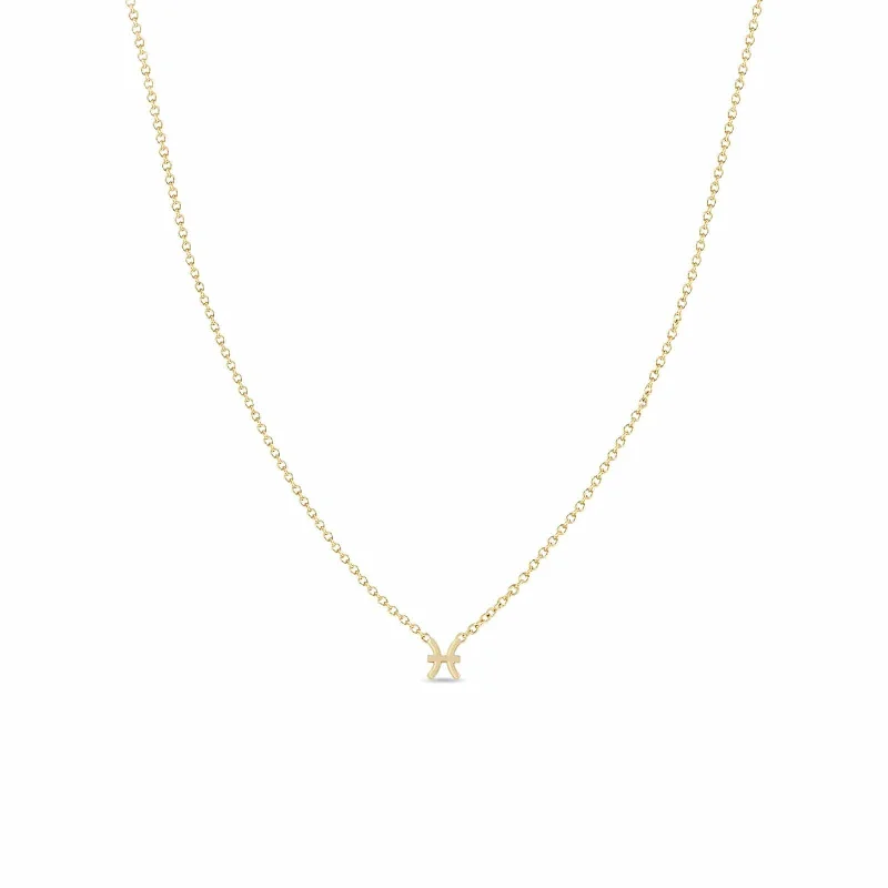 14K Yellow Gold Itty Bitty Pisces Zodiac Necklace