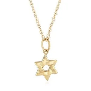 14K Yellow Gold 18" Small Star of David Pendant Necklace