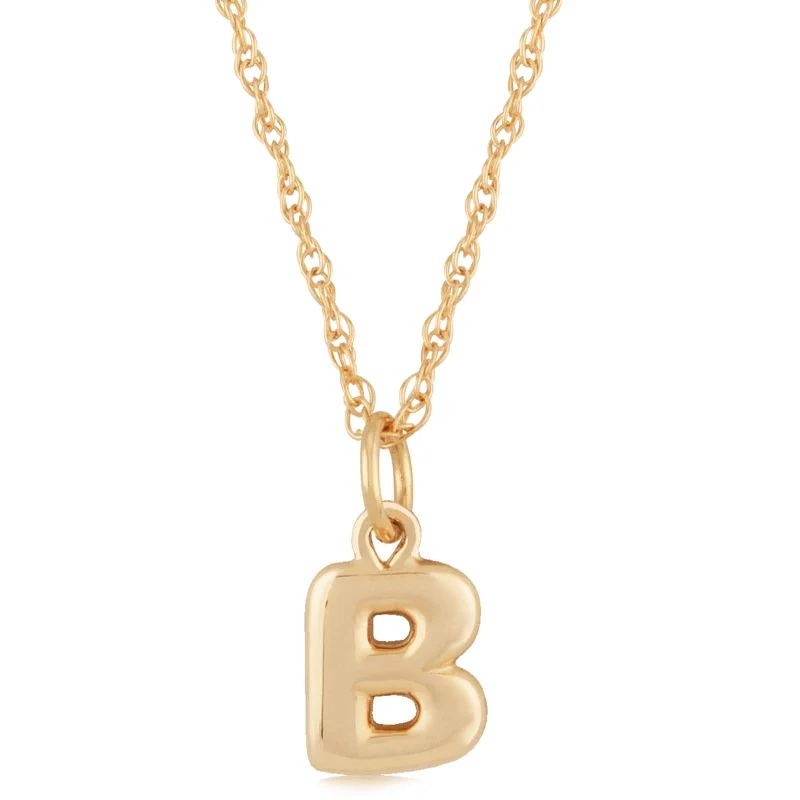 14K Yellow Gold 18" Initial "B" Pendant Necklace