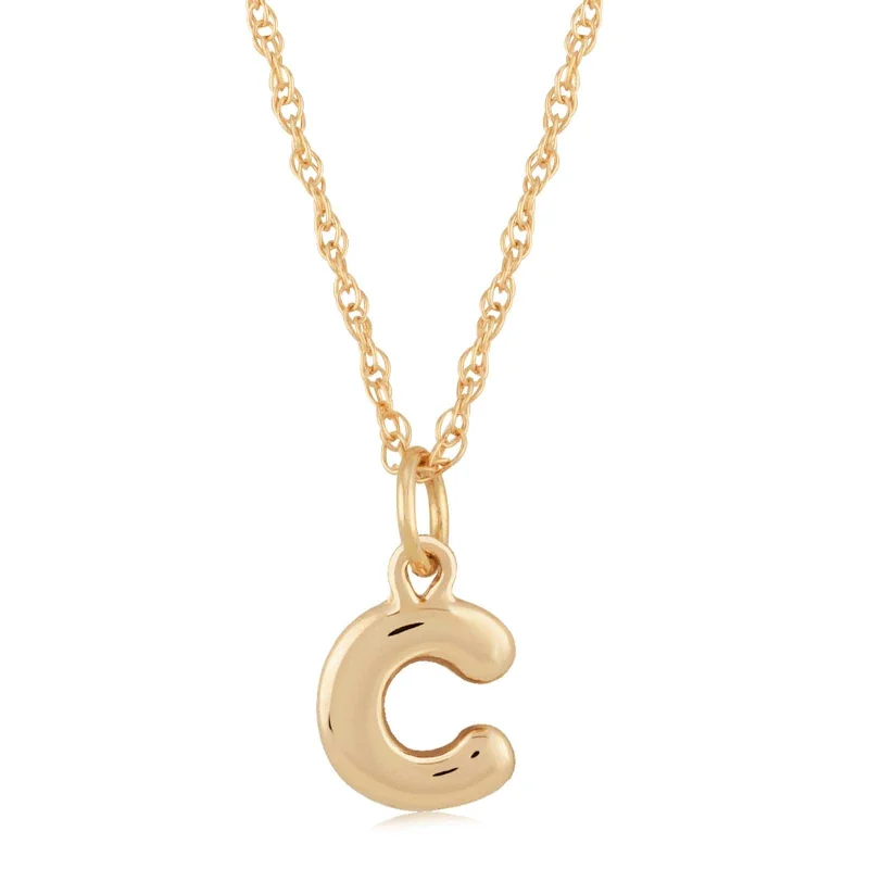 14K Yellow Gold 18" Initial "C" Pendant Necklace