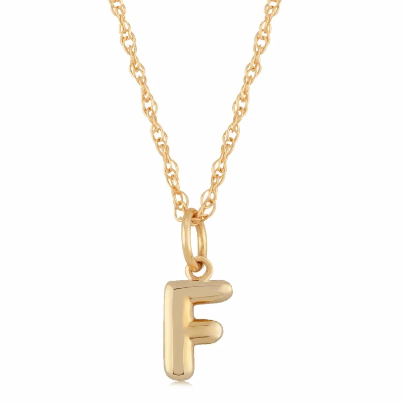 14K Yellow Gold 18" Initial "F" Pendant Necklace