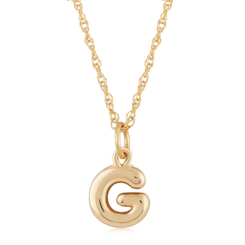 14K Yellow Gold 18" Initial "G" Pendant Necklace