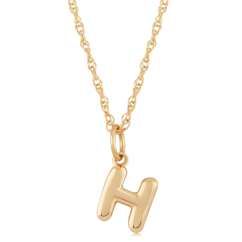 14K Yellow Gold 18" Initial "H" Pendant Necklace