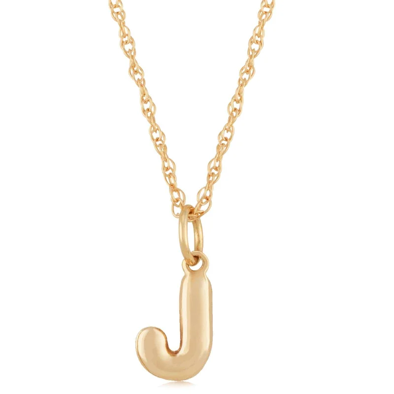 14K Yellow Gold 18" Initial "J" Pendant Necklace