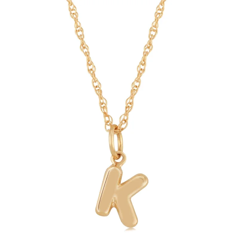 14K Yellow Gold 18" Initial "K" Pendant Necklace