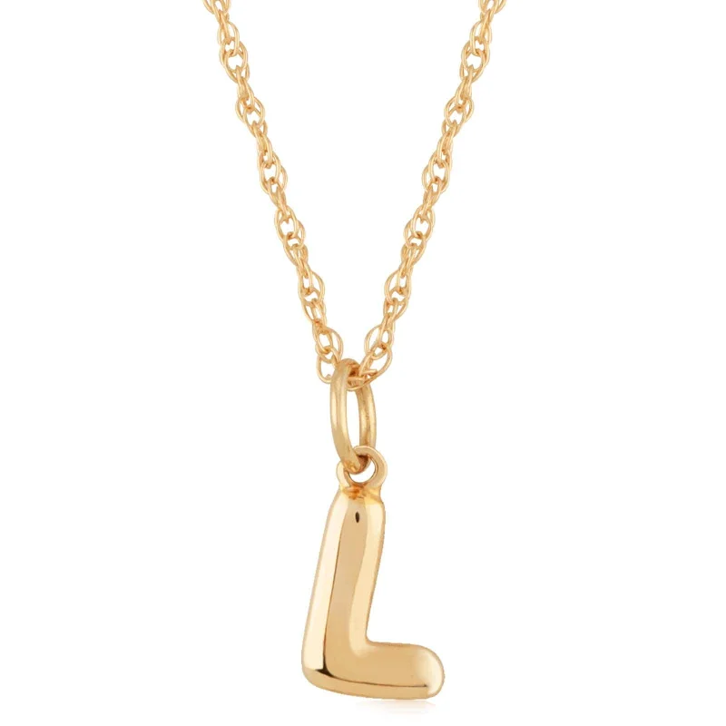 14K Yellow Gold 18" Initial "L" Pendant Necklace