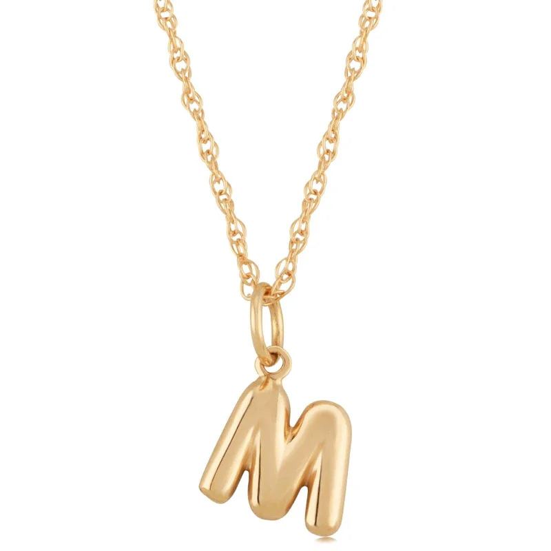 14K Yellow Gold 18" Initial "M" Pendant Necklace