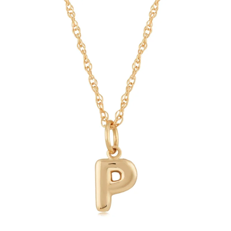 14K Yellow Gold 18" Initial "P" Pendant Necklace