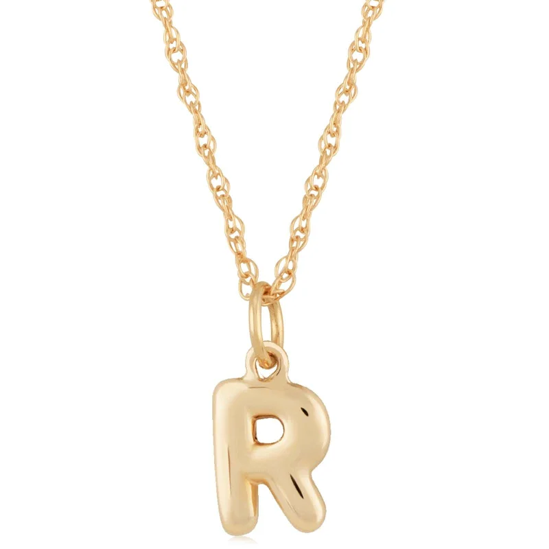 14K Yellow Gold 18" Initial "R" Pendant Necklace