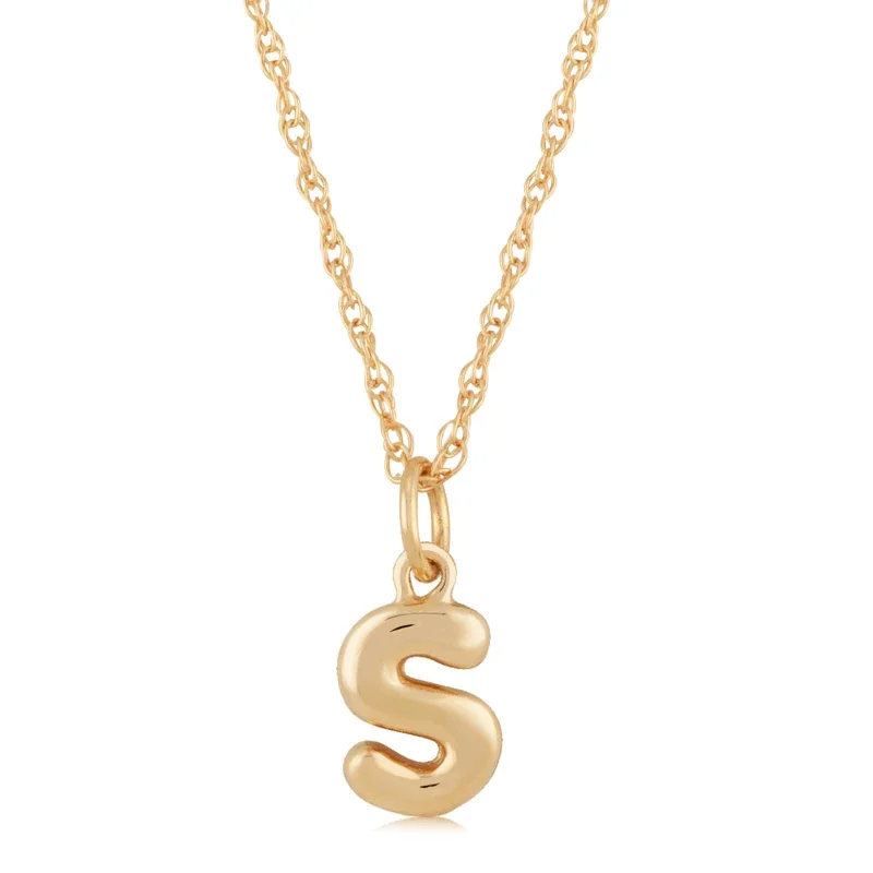 14K Yellow Gold 18" Initial "S" Pendant Necklace