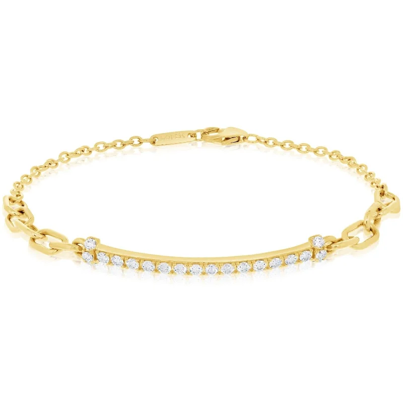 Paperclip Chain Diamond Bar Bracelet