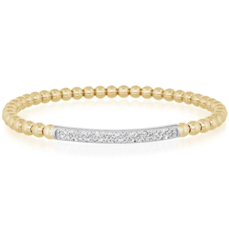 Pave Diamond Beaded Bar Bracelet