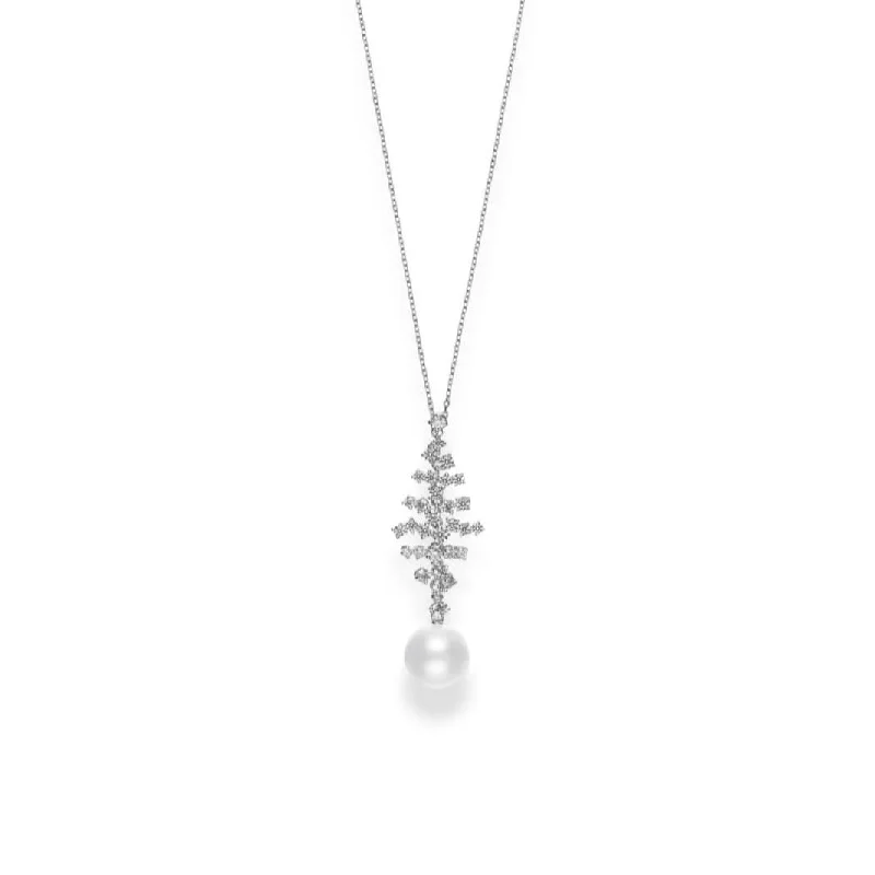 Mikimoto 18K White Gold South Sea Pearl and Diamond Pendant