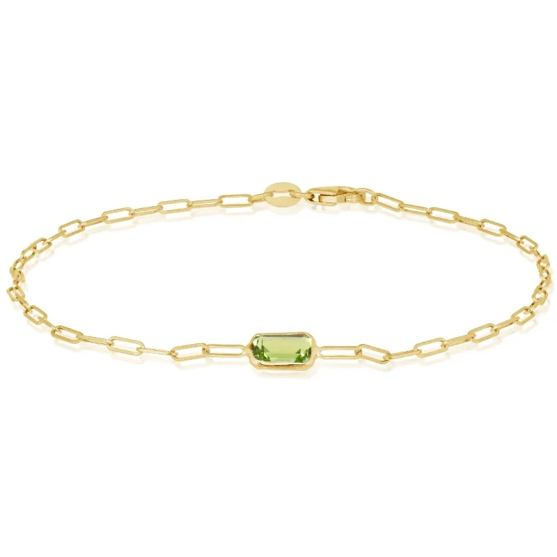 Peridot Paperclip Bracelet