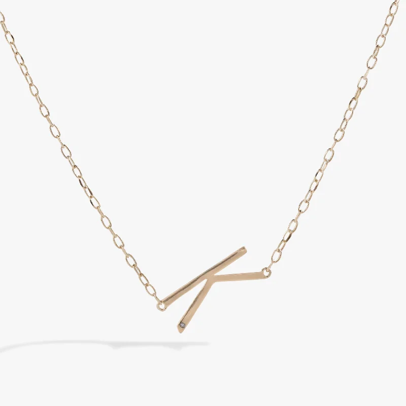 Initial K Precious Elongated Necklace