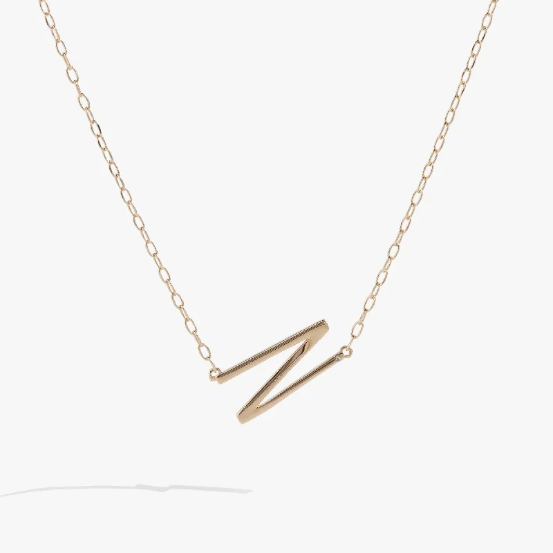 Initial N Precious Elongated Necklace