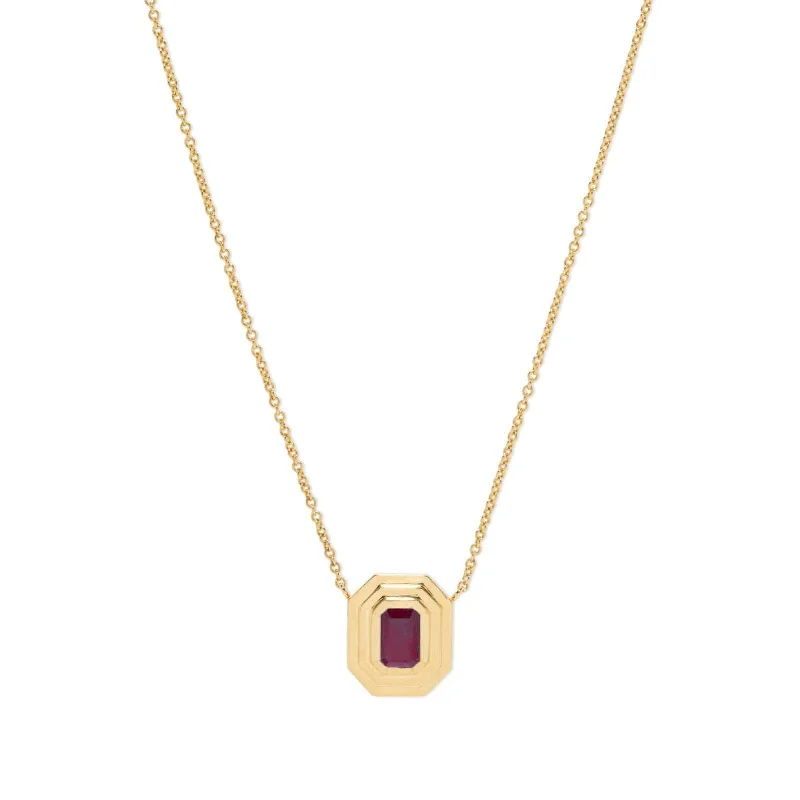 18K Yellow Gold Staircase Ruby Necklace