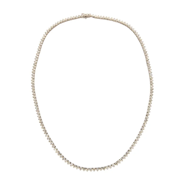 Round Diamond 18K White Gold Tennis Necklace