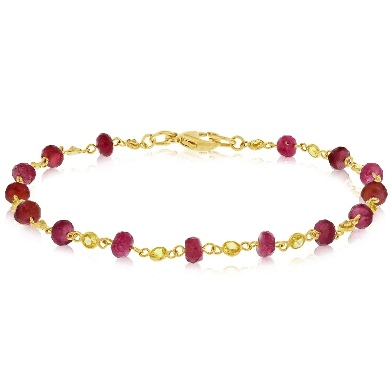 Ruby & Yellow Sapphire Station Bead Bracelet