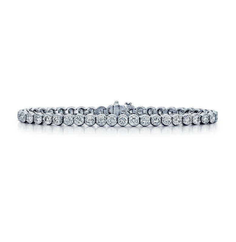 Sabel Collection 14K White Gold Round Bezel Set Diamond Tennis Bracelet