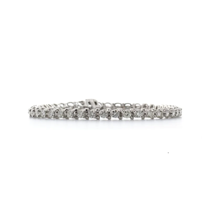 Sabel Collection 14K White Gold Three Prong Set Round Diamond Tennis Bracelet