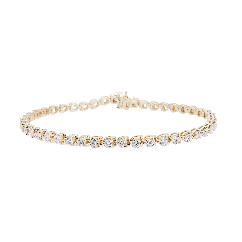 Sabel Collection 14K Yellow Gold Three Prong Round Diamond Tennis Bracelet