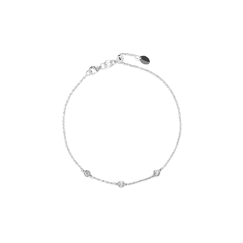 Sabel Collection 18K White Gold Bezel Set Diamonds by the Inch Bracelet