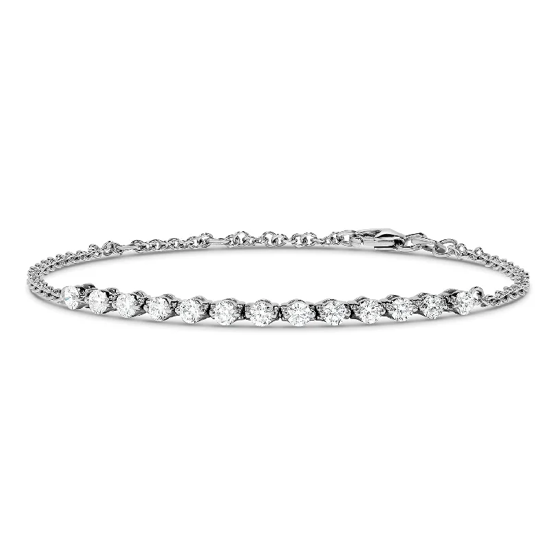 Sabel Collection 18K White Gold Medium Partway Diamond Bracelet