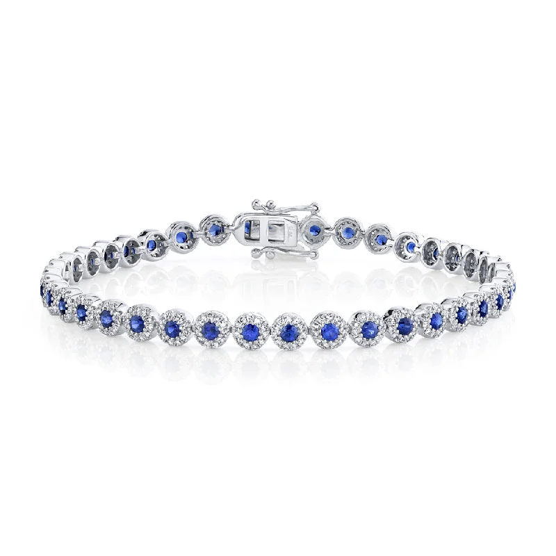 1.22CT DIAMOND & 2.44CT BLUE SAPPHIRE 14K W/G LADY'S BRACELET