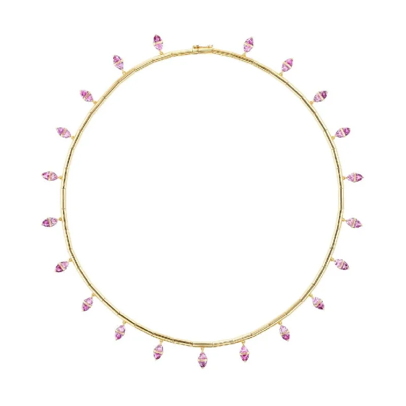 18K Yellow Gold Pink Sapphire Tilly Fringe Necklace