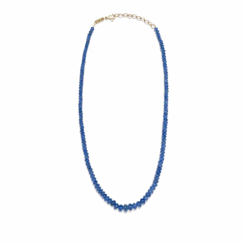 18K Yellow Gold Blue Sapphire Bead Necklace