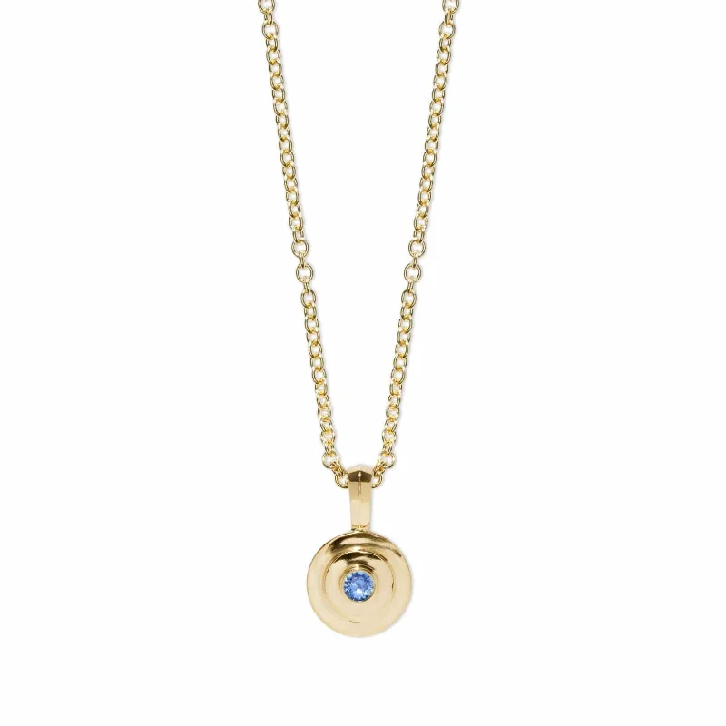 18K Yellow Gold Circular Staircase Petite Blue Sapphire Necklace