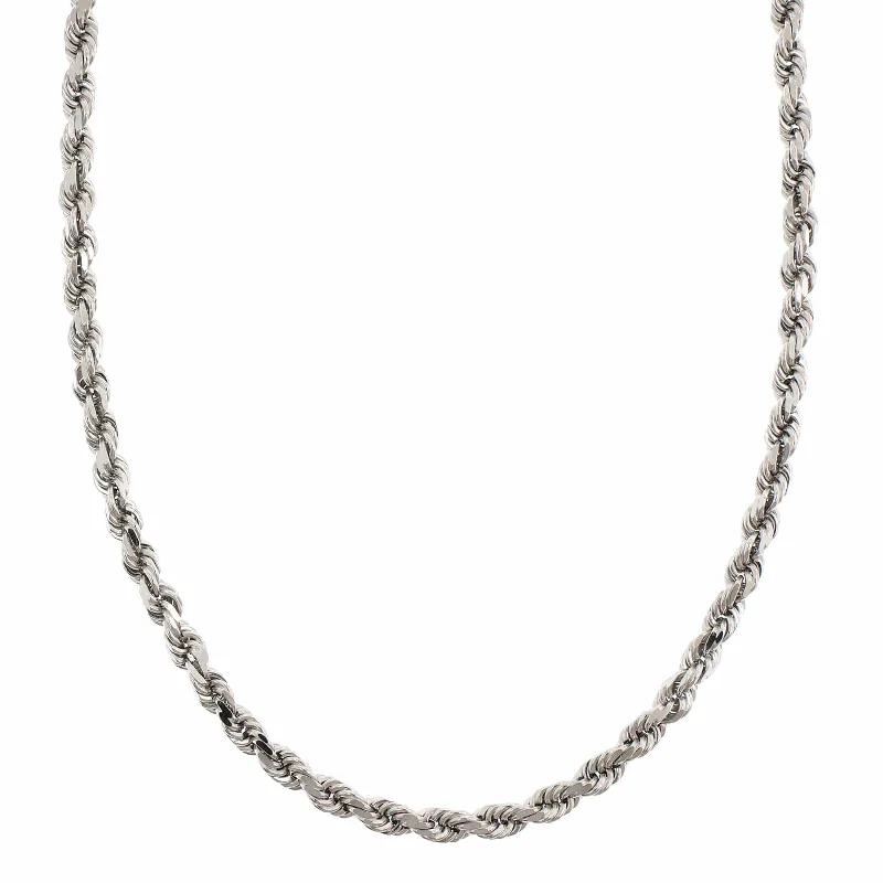 14K White Gold 20" Rope Chain Necklace