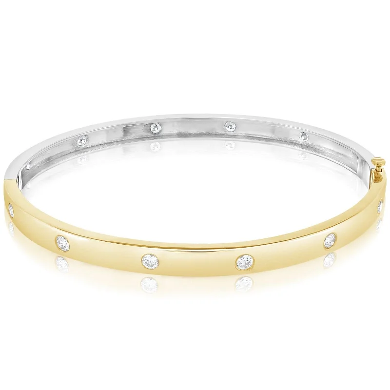 Two Tone Gold Diamond Bangle Bracelet