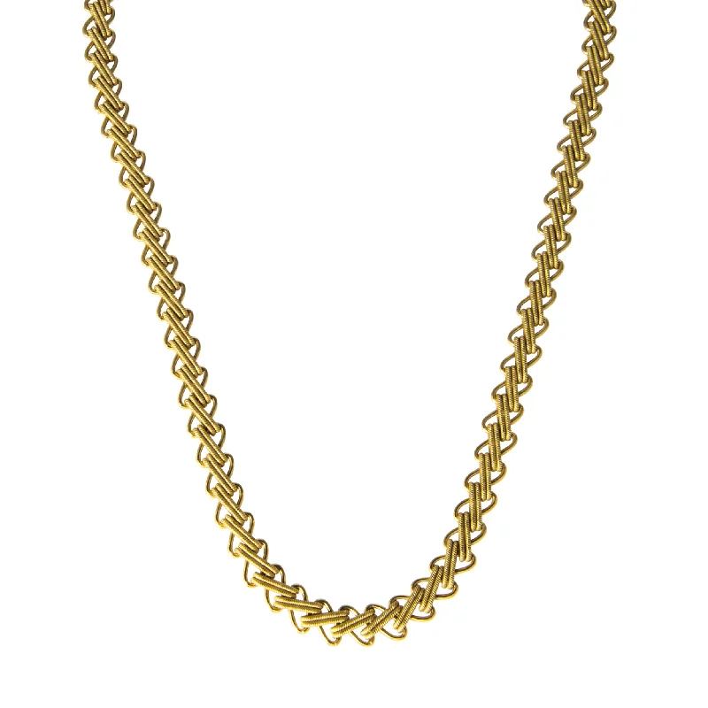 Vintage Italian 18K Yellow Gold Zigzag Link Necklace